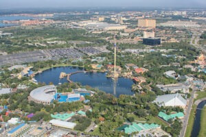 ORLANDO, USA: Aerial view of the adventure park Sea World Orlando - one of the most visited amusement parks in the United States