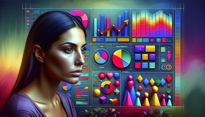 Individual analyzing Google Business Post metrics dashboard with graphs and various post types.