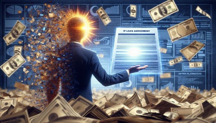 How a Consolidation Loan Helped During a Crisis: UK Relief | DCL Person triumphantly holding a glowing loan document, symbolizing debt consolidation, with fading old bills in the background.