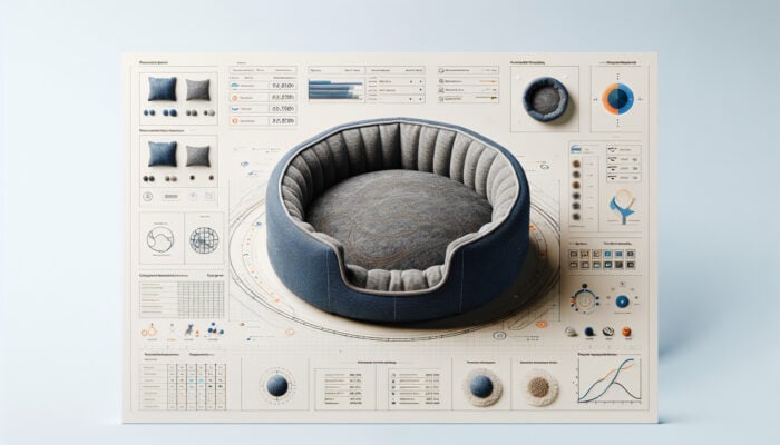 A cozy pet bed created from recycled denim and bamboo, modern and sustainable, soft and hypoallergenic.