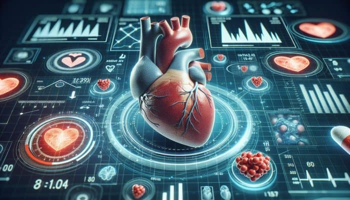 Cholesterol Blood Test in Stoke on Trent: Illustration of a heart with cholesterol levels, graphs, and health data, emphasizing the necessity for regular heart health testing.