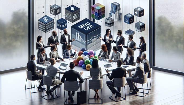 How to Consolidate Mortgage Debt: UK Guide | DCL Diverse financial experts discussing mortgage debt consolidation strategies in a modern conference room with visual aids.